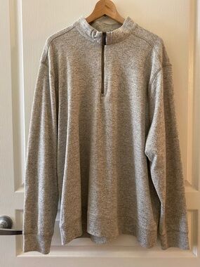 GREG NORMAN 1/4 Zip Pullover Sweater w/ Elbow Patches in Heather Grey - XL